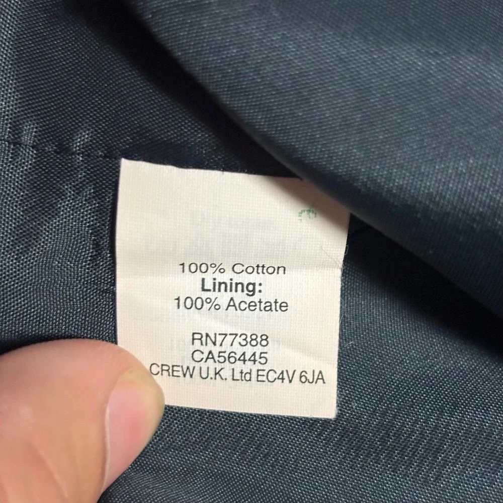 J.Crew Mens Black 100% Cotton Formal Suit Vest Waistcoat Cinch Back 7145